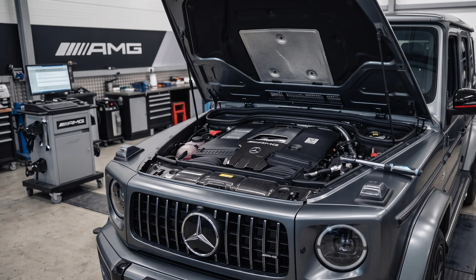 Mercedes-AMG G 63 en contrôle dans notre atelier